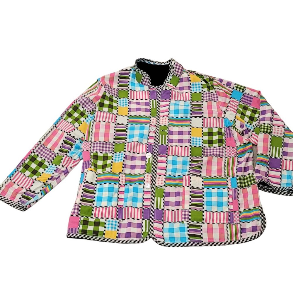 Koos of course reversible patch pattern and black jacket blazer size 3X